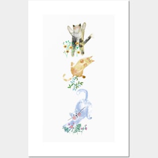 Watercolor kittens cat kitties Posters and Art